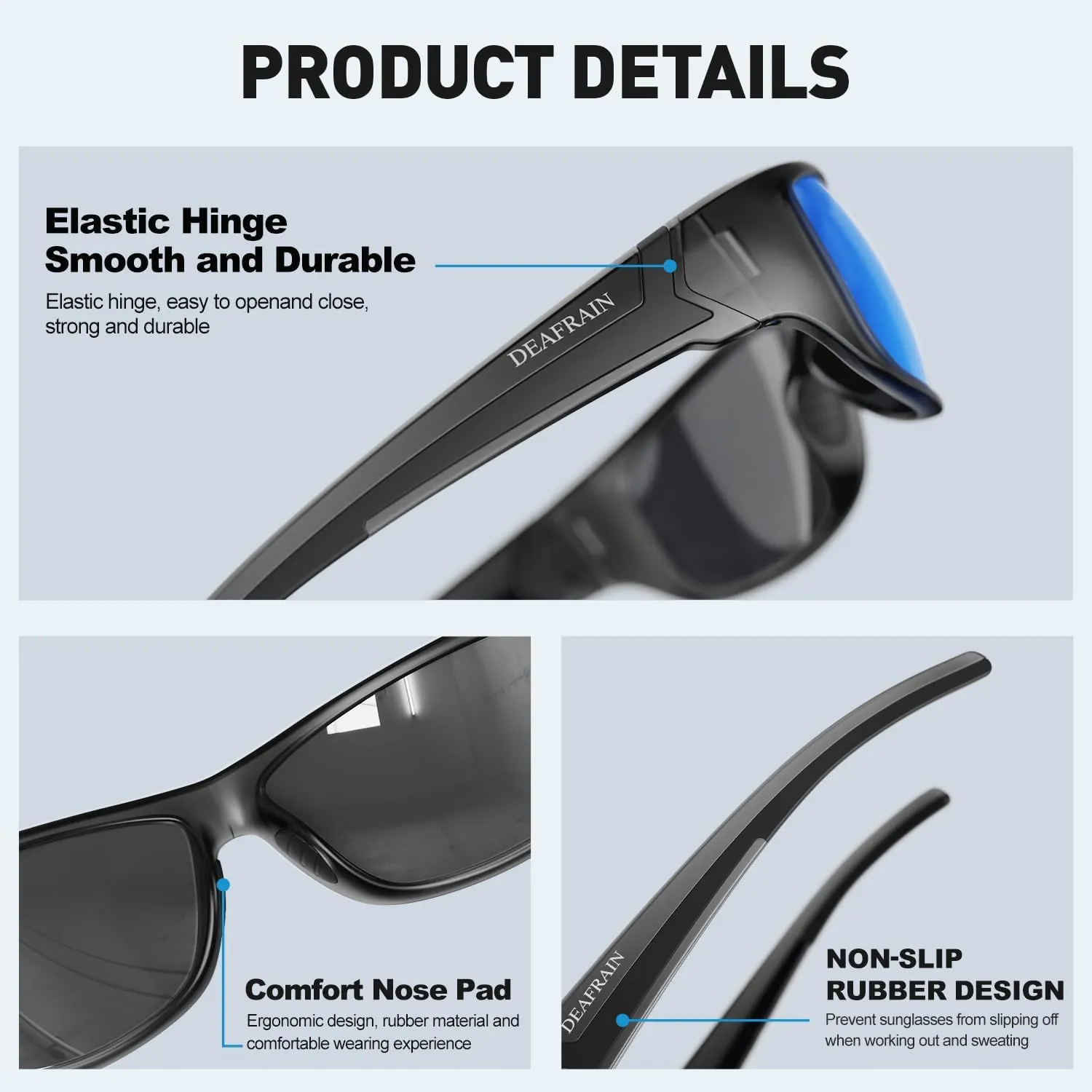 Polarized Sports Sunglasses for Men Women Driving Fishing Cycling Running UV Protection