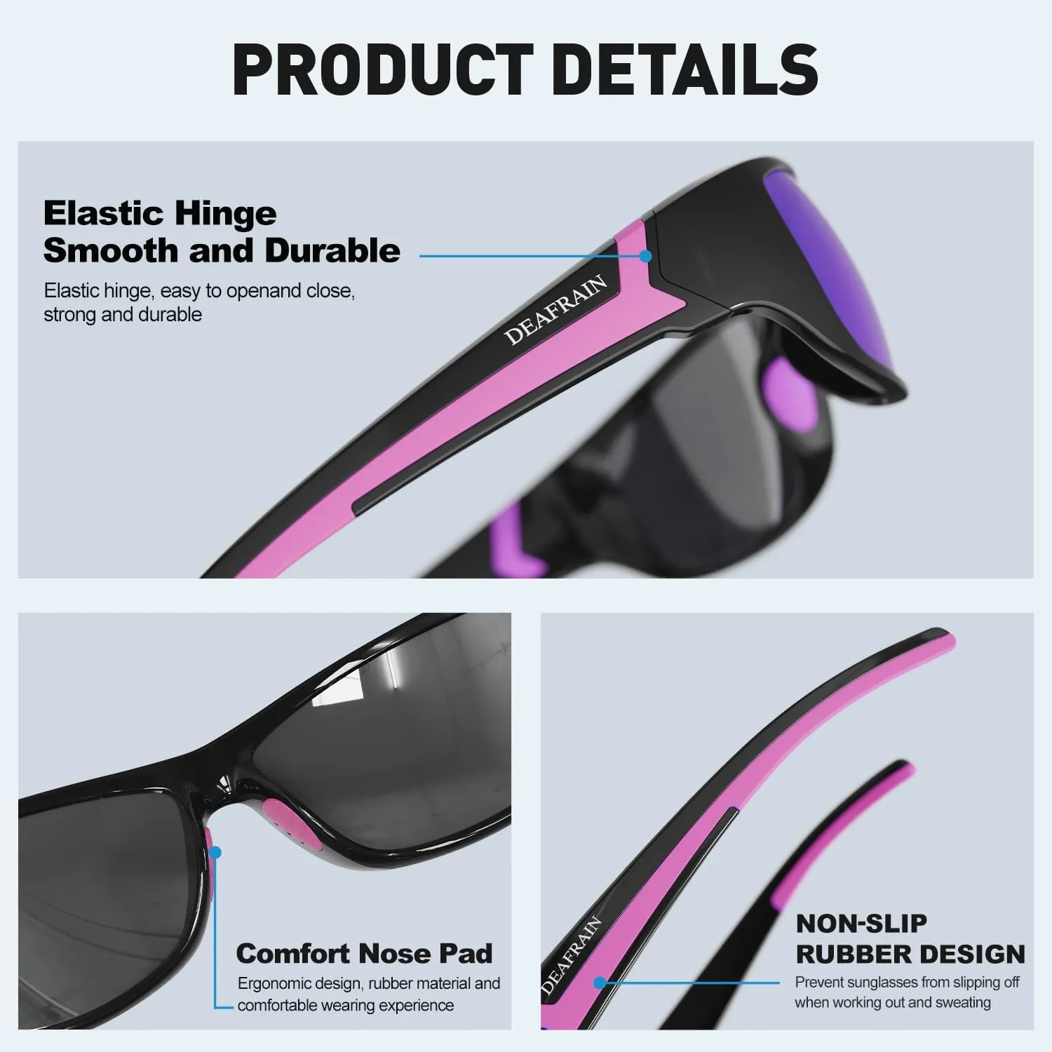 Polarized Sports Sunglasses for Men Women Driving Fishing Cycling Running UV Protection