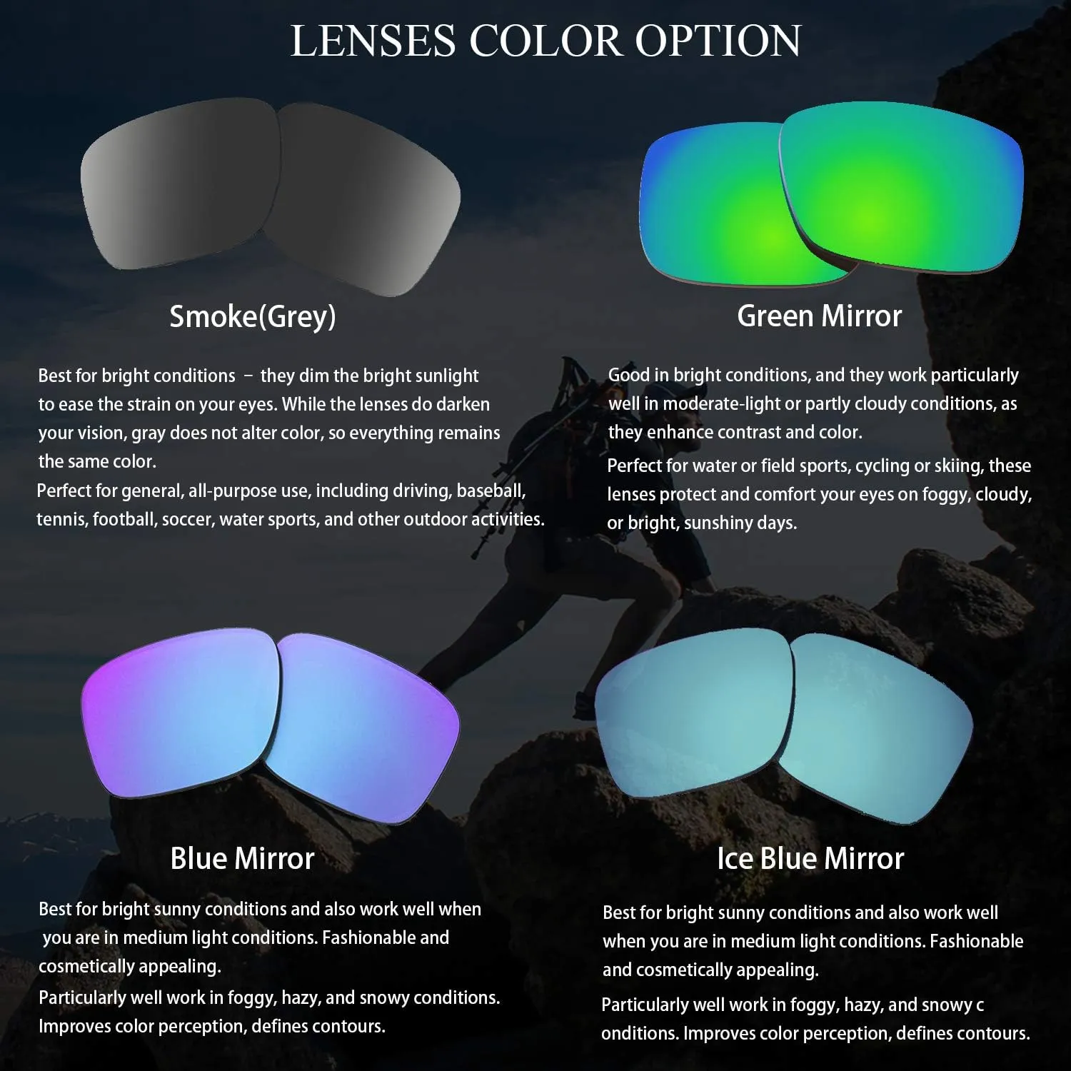 Polarized Sports Sunglasses for Men Women Driving Fishing Cycling Running UV Protection