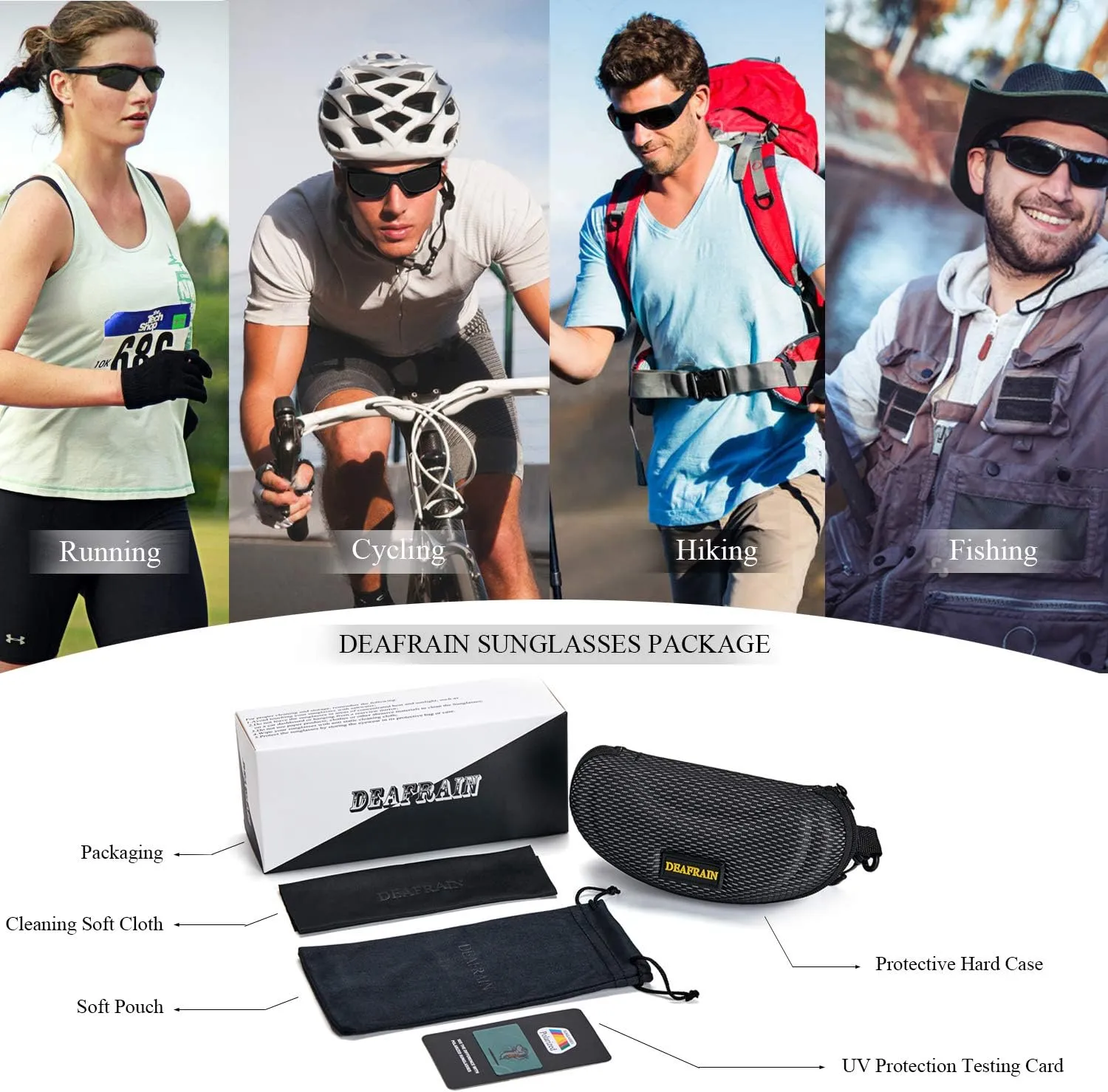 Polarized Sports Sunglasses for Men Women Driving Fishing Cycling Running UV Protection