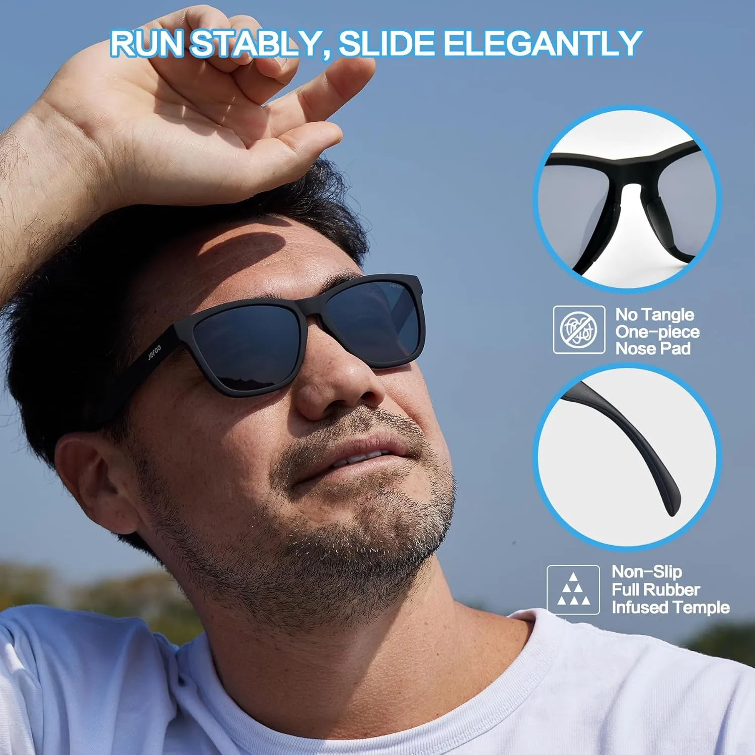 Polarized Sports Sunglasses for Women Men Running Retro Trendy Sun Glasses UV400 Protection Tangle Free