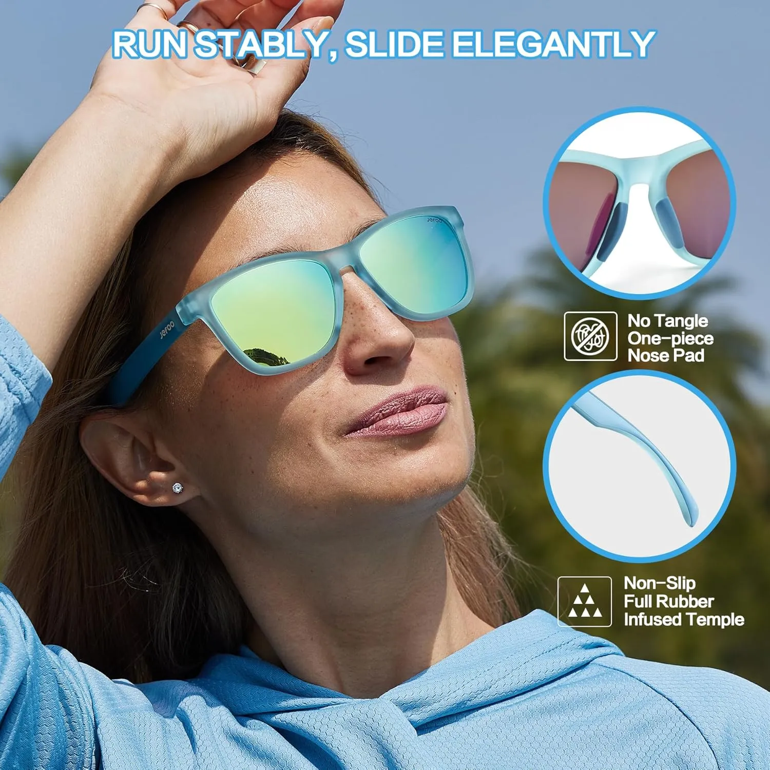 Polarized Sports Sunglasses for Women Men Running Retro Trendy Sun Glasses UV400 Protection Tangle Free