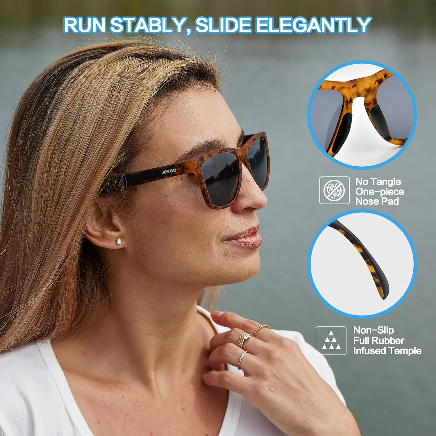 Polarized Sports Sunglasses for Women Men Running Retro Trendy Sun Glasses UV400 Protection Tangle Free