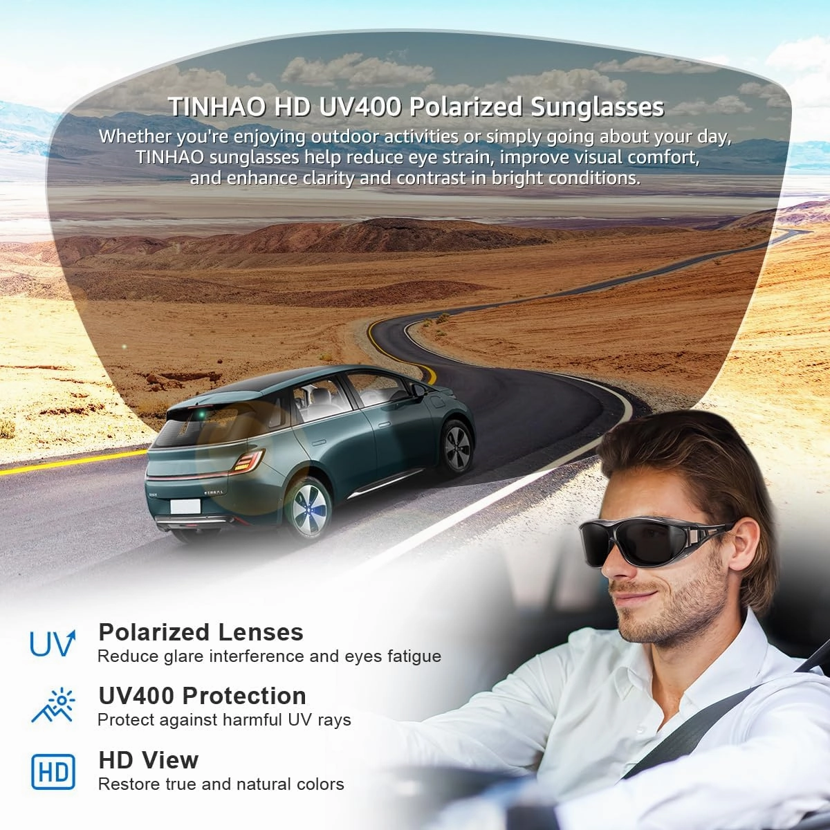 Polarized Sunglasses Wear Over Glasses Fitover Glasses for Men Sports Driving&Fishing UV400 Protection