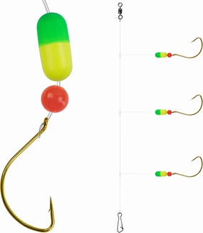 Pompano Rigs Surf Fishing Rigs Saltwater Triple Drop Pompano Rigs for Surf Fishing, Snell Floats Fishing Swivels Circle Hooks Pre-Rigged Fishing Rigs Tackle for Beach Offshore Surf Fishing 6/12pcs