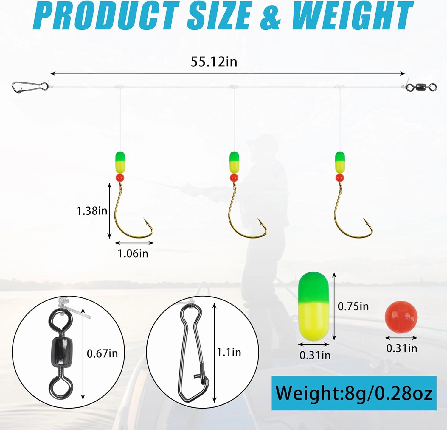 Pompano Rigs Surf Fishing Rigs Saltwater Triple Drop Pompano Rigs for Surf Fishing, Snell Floats Fishing Swivels Circle Hooks Pre-Rigged Fishing Rigs Tackle for Beach Offshore Surf Fishing 6/12pcs