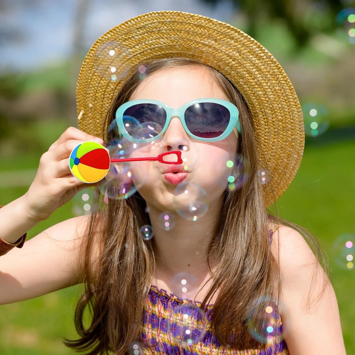 Pool Party Favors,24Pcs Summer Bubble Wands for Kids,Beach Bubble Wand for Pool Birthday Party Supplies,Classroom Prizes Pinata Goodie Bag Stuffers Gift