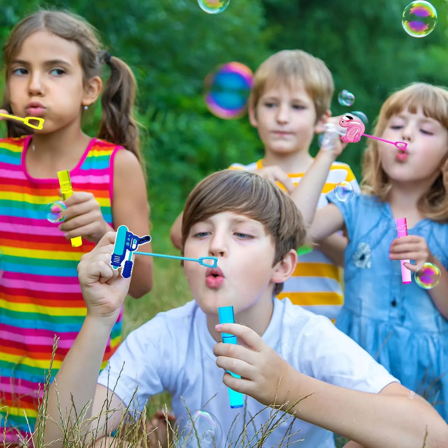 Pool Party Favors,24Pcs Summer Bubble Wands for Kids,Beach Bubble Wand for Pool Birthday Party Supplies,Classroom Prizes Pinata Goodie Bag Stuffers Gift