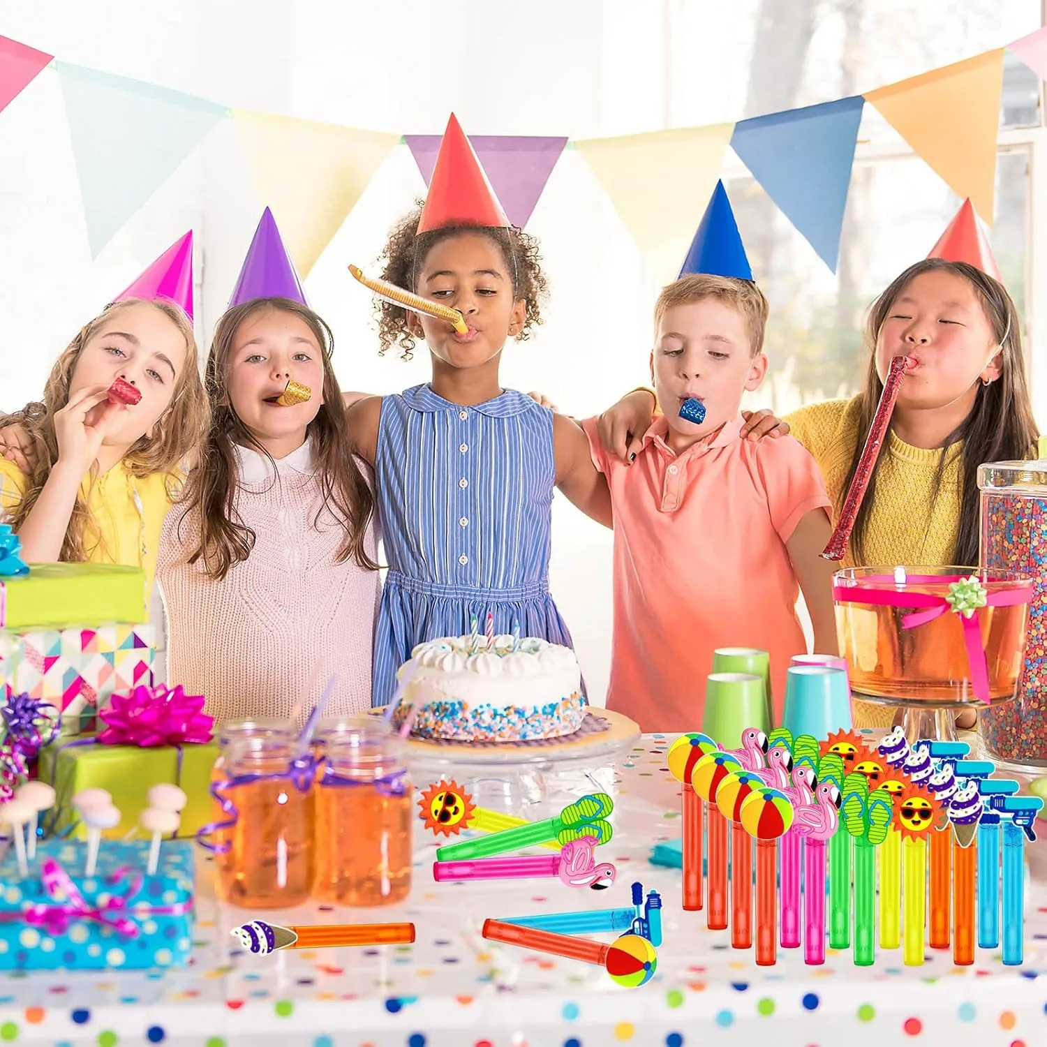 Pool Party Favors,24Pcs Summer Bubble Wands for Kids,Beach Bubble Wand for Pool Birthday Party Supplies,Classroom Prizes Pinata Goodie Bag Stuffers Gift