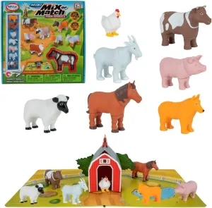 POPULAR PLAYTHINGS Mini Magnetic Mix or Match Animal Toys with Pop-up Playmat, Set of 7 - Farm