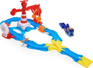Port Station Playset with Exclusive Mechanic Milo Toy Train and Magnetic Crane