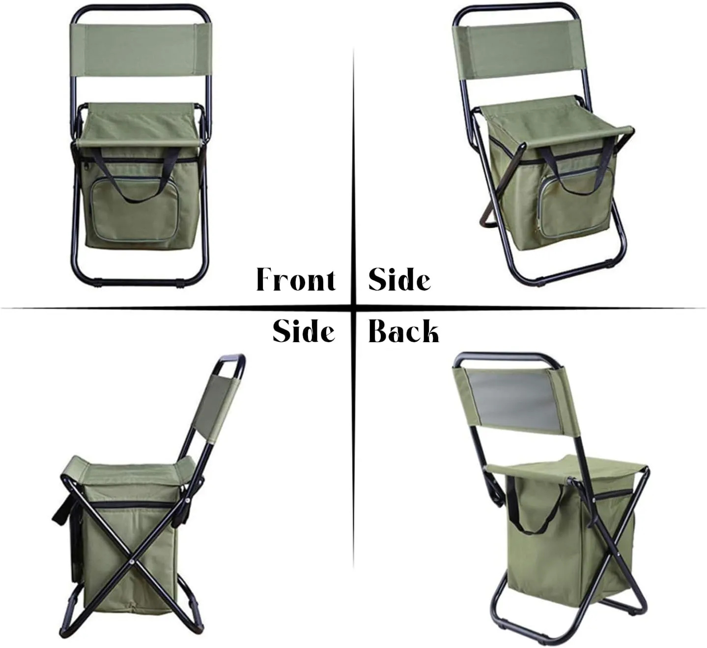Portable Camping Chairs, Camping Outdoor Chair Ultralight with Cooler Insulated Picnic Bag, Camping Fishing Folding Chair, Camping Chairs for Adults (Camouflage)