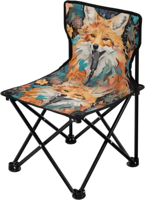 Portable Camping Folding Chairs Foldable Chair Small Fox Flower Lightweight Backpacking Outdoor Outside Fishing