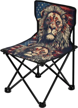 Portable Camping Folding Chairs Foldable Chair Small Lion Flag Lightweight Backpacking Outdoor Outside Fishing