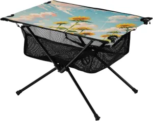 Portable Camping Table Colorful and Bright Field of Sunflowers Outdoor Foldable Camp Tables for Outside, Camping, Hiking, Tailgating