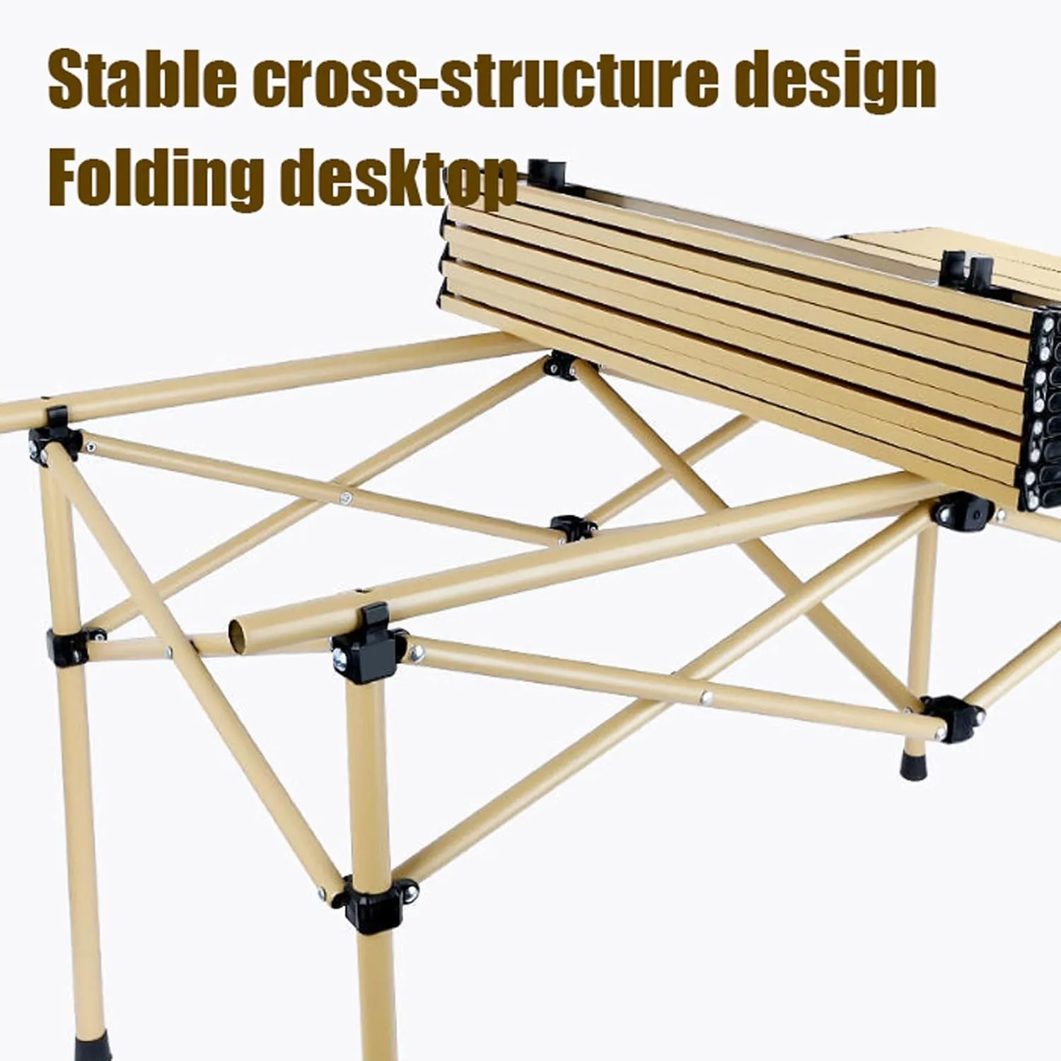 Portable Foldable Camping Table with air Set, Aluminum Roll-up Table Top Picnic Table Lightweight Camping Fur Set for BBQ Garden Hiking Fishing