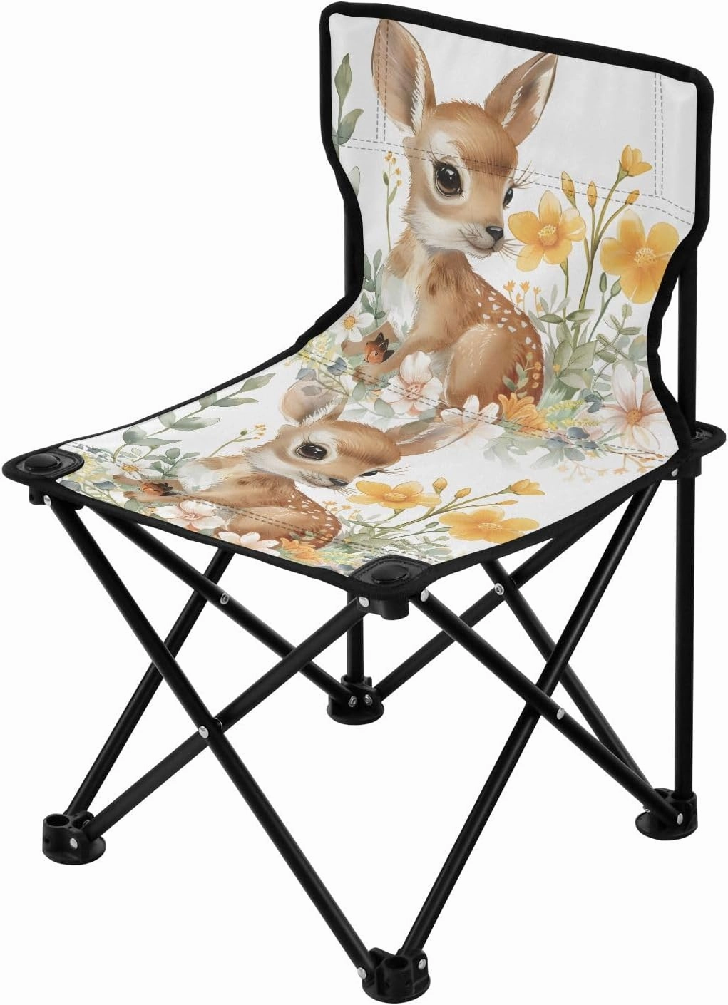 Portable Camping Folding Chairs Foldable Chair Small Deer and Flower Lightweight Backpacking Outdoor Outside Fishing