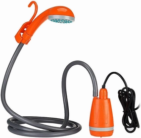 Portable USB Compact Water Shower Head, 12V Camping Shower Plastic Portable Compact Water Shower Head for Shower and Cleaning Effluent Rate 5L/Mins with 2M Hose 40-62W