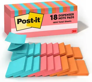 Post-it Pop-up Notes, 3x3 in, 18 Pads, America's #1 Favorite Sticky Notes, Poptimistic Collection, Bright Colors (Pink, Orange, Blue), Clean Removal, Recyclable (R330-18CTCP)