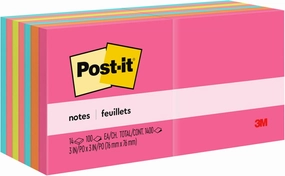 Post-it Notes, 3x3 in, 14 Pads, America's #1 Favorite Sticky Notes, Poptimistic Collection, Bright Colors (Acid Lime, Aqua Splash, Guava, Neon Green, Power Pink, Vital Orange) Recyclable (654-14AN)