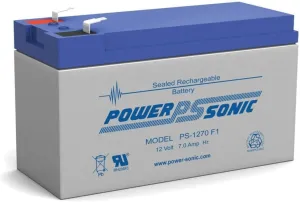 Power Sonic PS-1270 Rechargeable Sealed Lead Acid Battery 12V 7AH for General Purpose, Medical, Emergency Lighting, Fire and Security with F1 Terminals