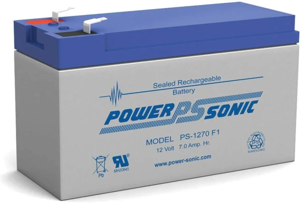 Power Sonic PS-1270 Rechargeable Sealed Lead Acid Battery 12V 7AH for General Purpose, Medical, Emergency Lighting, Fire and Security with F1 Terminals