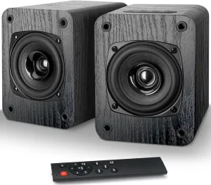 Powered Bookshelf Speakers with Bluetooth 5.3 and Built-in Amplifier for Vinyl Record Player, 30W*2 Turntable Speakers with 3.5" Dual Cone Driver, Optical/AUX/TV-ARC Input and Remote Control.