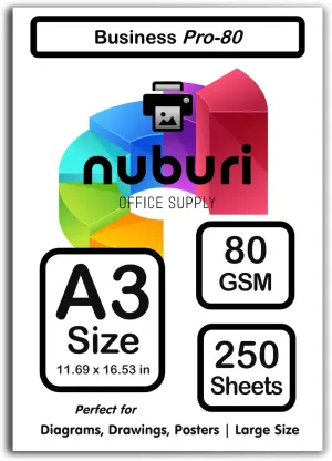Premium A3 Size Printer Paper - Smooth Bright White Printing Surface - Professional Quality - 11.69 x 16.53 in - 297 x 420 mm (250 Sheets)