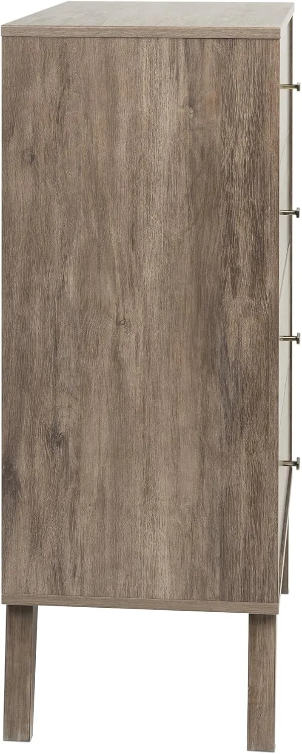 Prepac Milo Mid-Century Modern 4 Drawer Chest of Drawers, Contemporary Bedroom Furniture, Small Dresser for Bedroom, 18.25"D x 26.5"W x 41"H, Drifted Gray