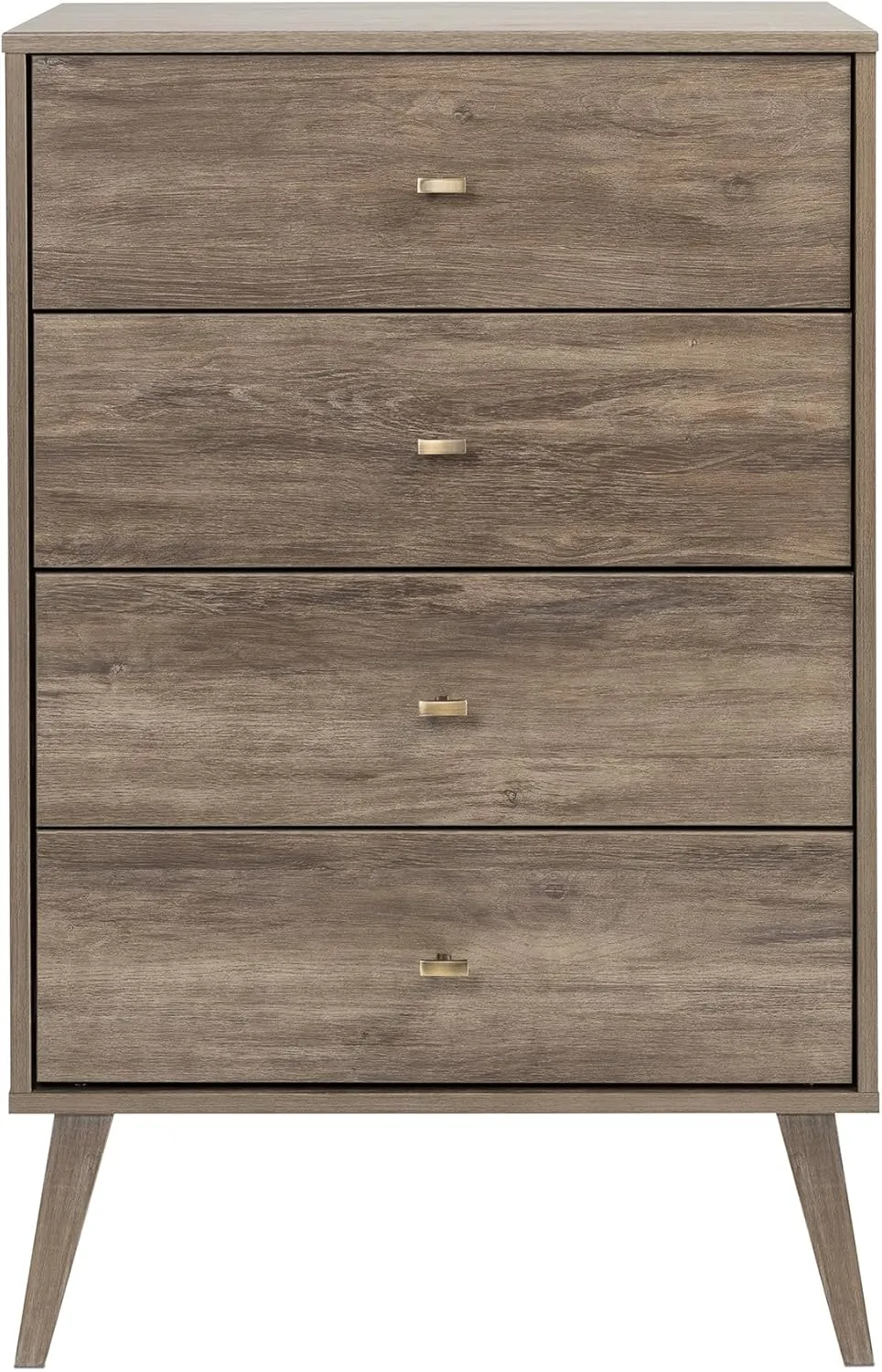 Prepac Milo Mid-Century Modern 4 Drawer Chest of Drawers, Contemporary Bedroom Furniture, Small Dresser for Bedroom, 18.25"D x 26.5"W x 41"H, Drifted Gray