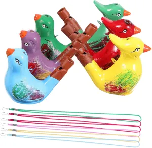 PRETYZOOM 6pcs Bird Water Whistle Colorful Ceramic Bird Whistles Creative Bird Call Whistle for Water, Kids Birthday Party Favors (Mixed Color)