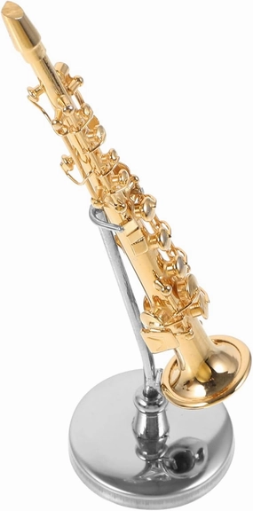 PRETYZOOM Miniature Alto Saxophone Model Decorative Sax Ornament with Base and Case Tiny Musical Instrument for Home Decor Present and Dollhouse Accessory