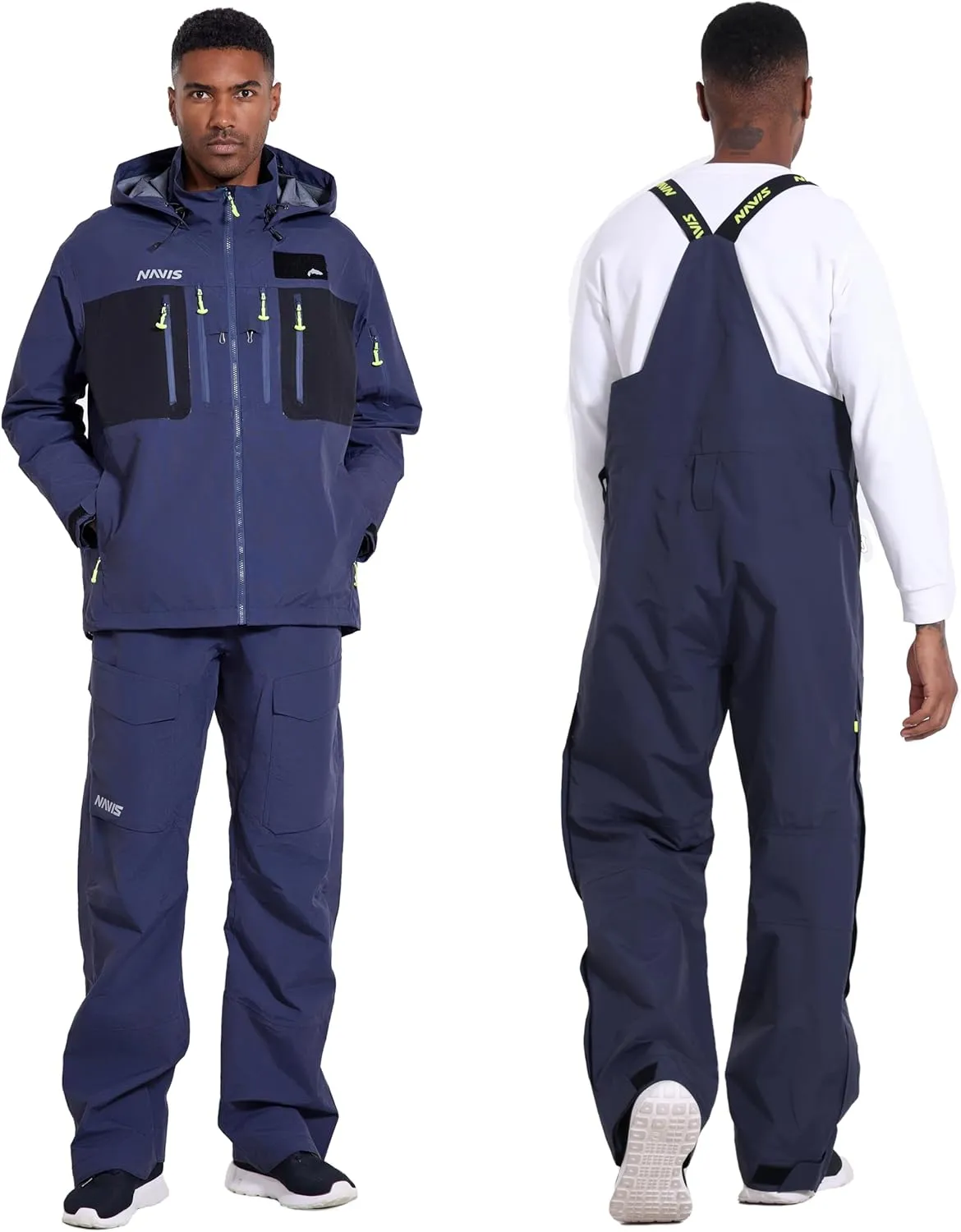 PRO Men's Fishing Rain Suit - 3-Layer Waterproof Breathable Wader Set Jacket&Bib Pant,Foul Weather Gear