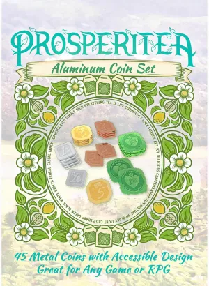 Prosperitea - Aluminum Coin Set - 45ct, Unique Shaped Metal Currency, Premium Upgrade Game Components, Use w/ Other Various Games-RPGs