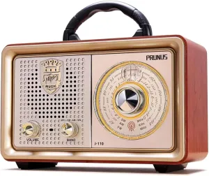 PRUNUS J-110 Radio Portable AM FM,Transistor Plug in Wall AC Power&Battery Powered&Rechargeable Radio for Emergency Use,Vintage Shortwave Radios with Bluetooth Support TF Card AUX USB Player for Gifts