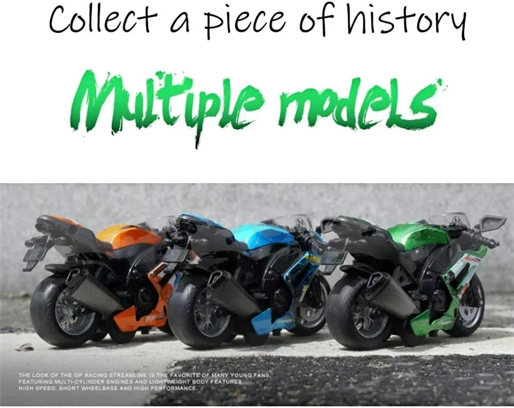 Pull Back Motorcycle Toys, Tiny Gift with Music Lighting, Race Motorcycles Toy for Boys Kids Age 3 4 5 6 7 8 Year Old (Orange)