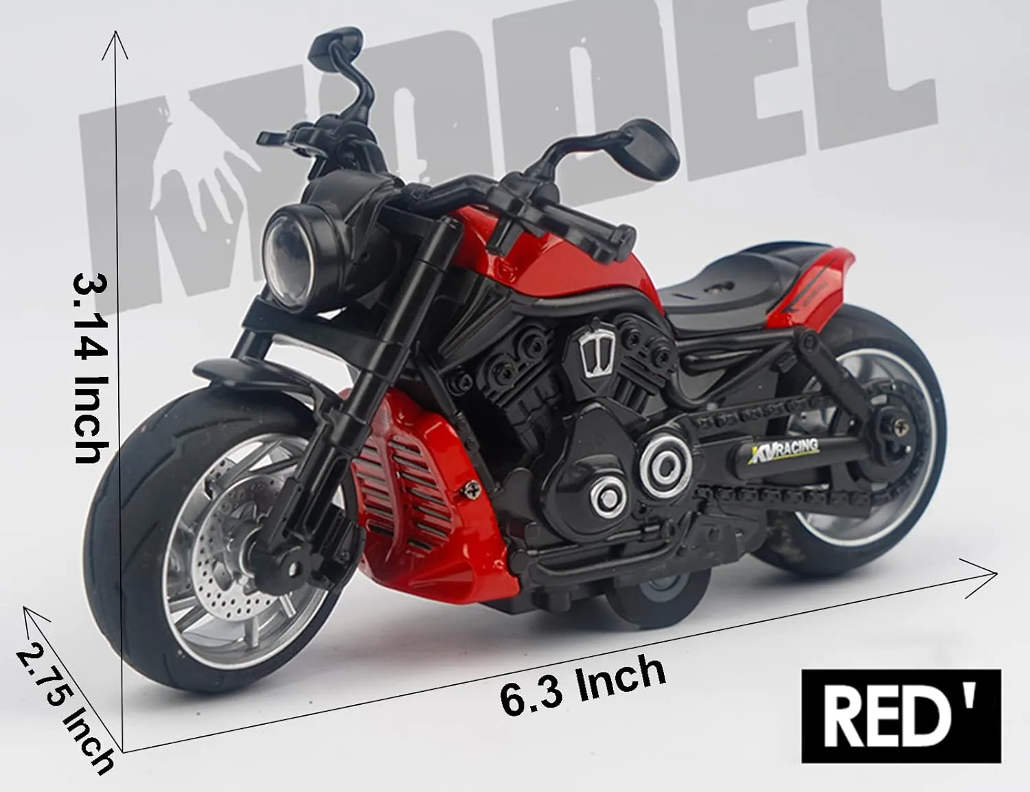 Pull Back Motorcycles Toy, Moto Gift with Music Lighting, Wolverine Motorcycle Toys for Boys Kids Age 3-12 Year Old (Red)