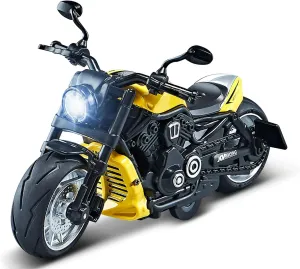 Pull Back Motorcycles Toy, Moto Gift with Music Lighting, Wolverine Motorcycle Toys for Boys Kids Age 3-12 Year Old (Yellow)