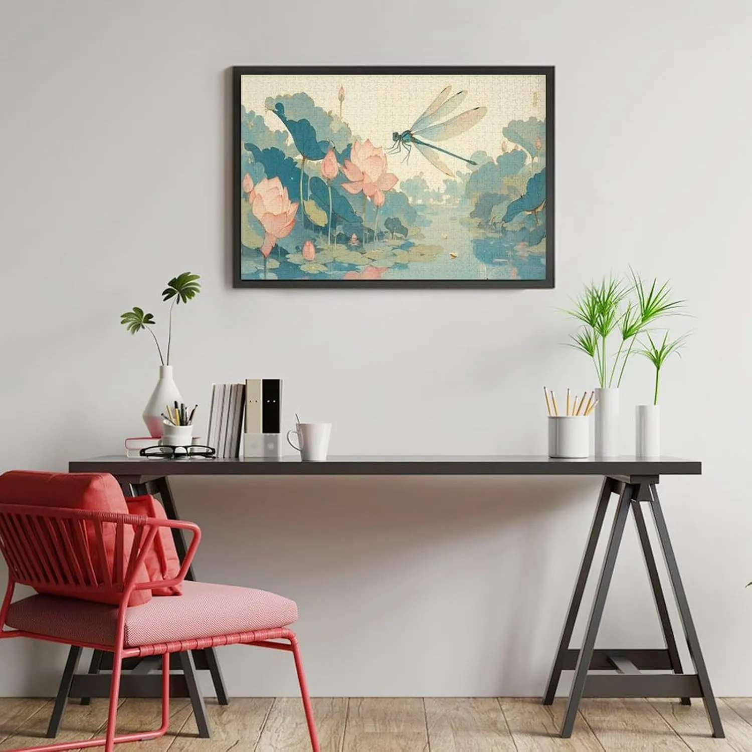 Puzzles for Adults 1000 Pieces - Dragonfly That is Flying Pond Water Challenging Gift for Puzzle Lovers, Fun Time with Friends, Displayable Wall Decor