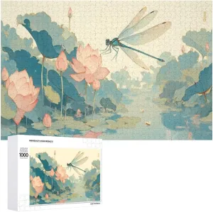 Puzzles for Adults 1000 Pieces - Dragonfly That is Flying Pond Water Challenging Gift for Puzzle Lovers, Fun Time with Friends, Displayable Wall Decor