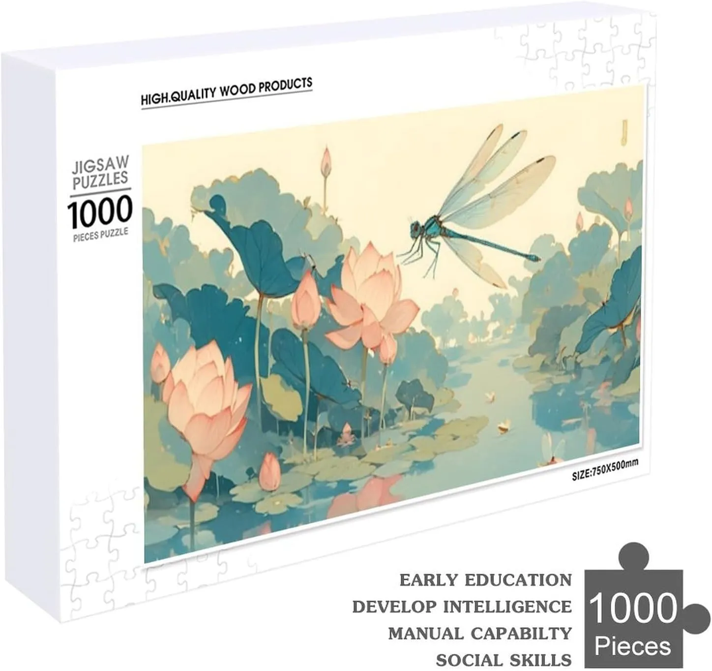 Puzzles for Adults 1000 Pieces - Dragonfly That is Flying Pond Water Challenging Gift for Puzzle Lovers, Fun Time with Friends, Displayable Wall Decor