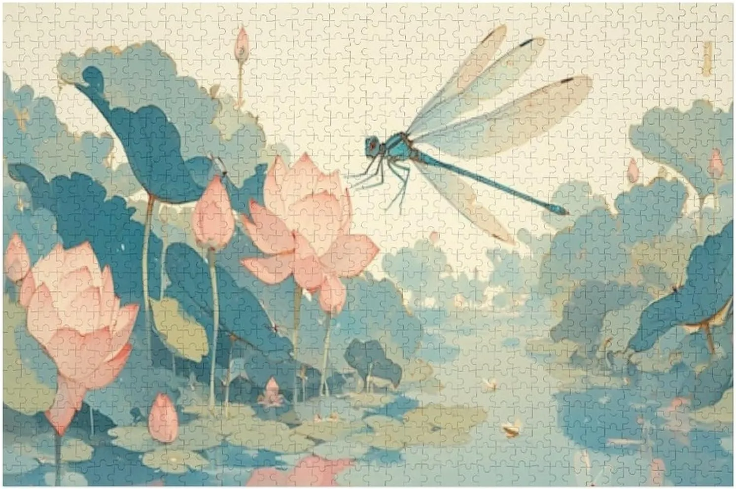 Puzzles for Adults 1000 Pieces - Dragonfly That is Flying Pond Water Challenging Gift for Puzzle Lovers, Fun Time with Friends, Displayable Wall Decor