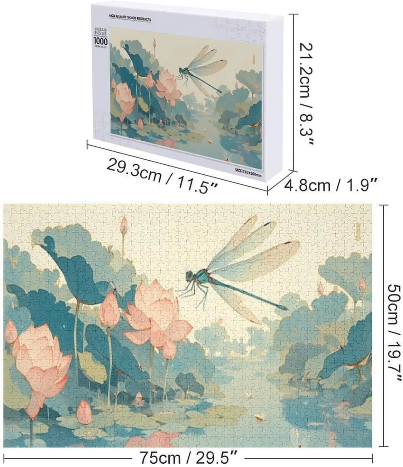 Puzzles for Adults 1000 Pieces - Dragonfly That is Flying Pond Water Challenging Gift for Puzzle Lovers, Fun Time with Friends, Displayable Wall Decor