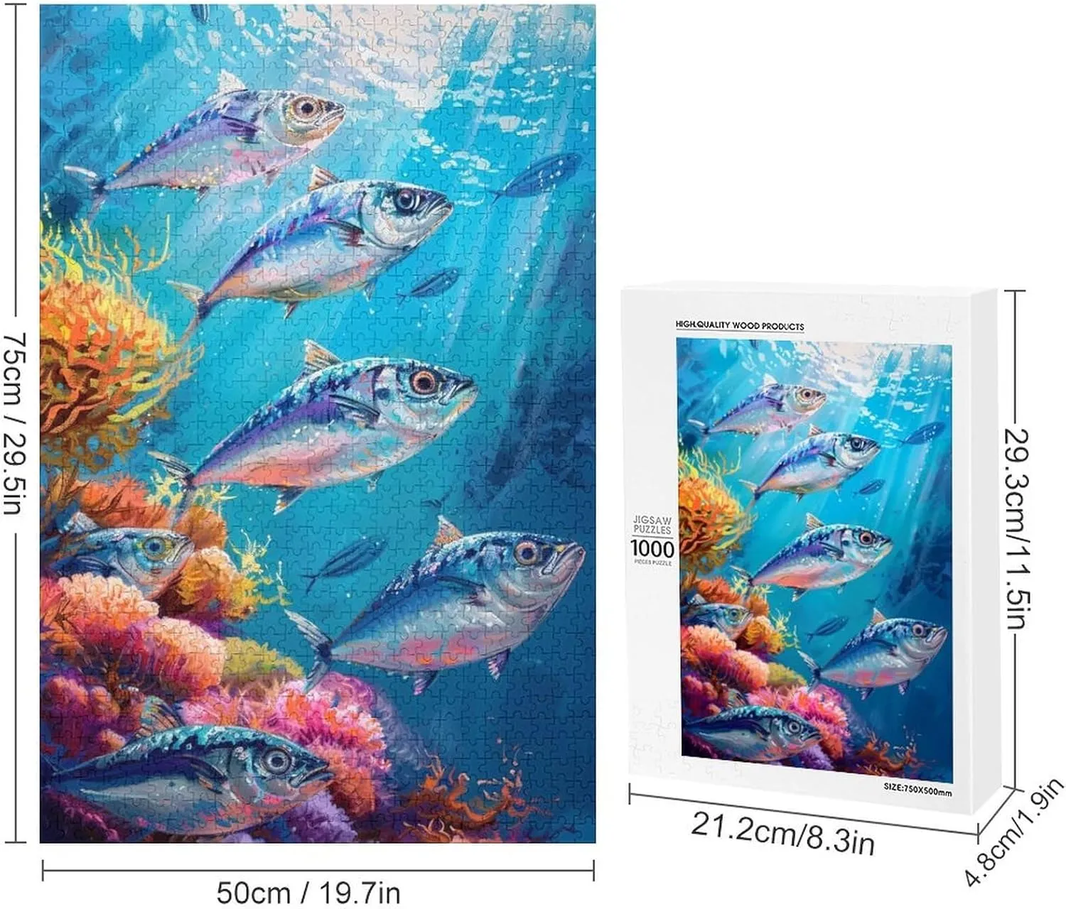Puzzles for Adults 1000 Pieces - Fish and Coral Puzzle Challenging Educational Toys Gifts for Home Decor Family Activities