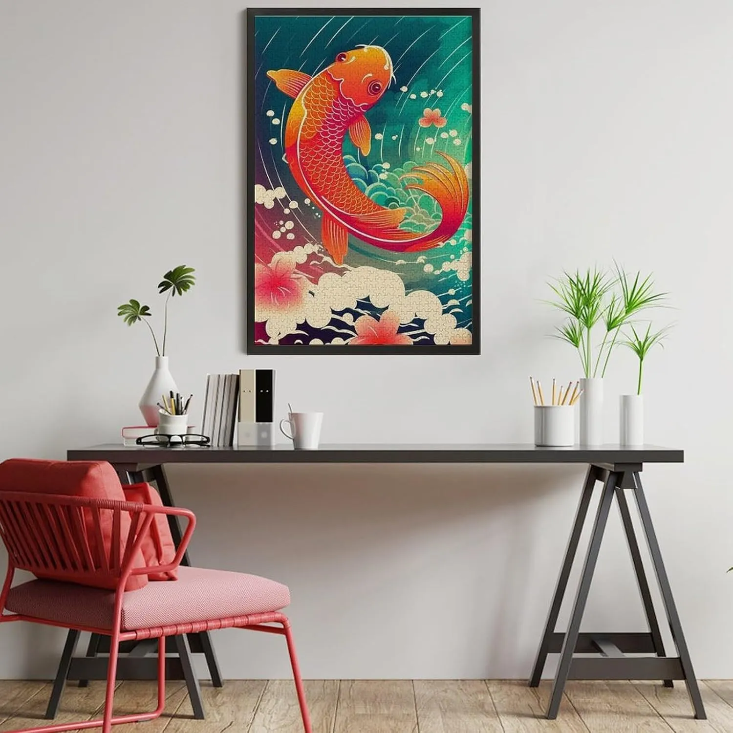 Puzzles for Adults 1000 Pieces - Jumping Koi Koi Fish Funny Educational Puzzles Toys for Boys and Girls
