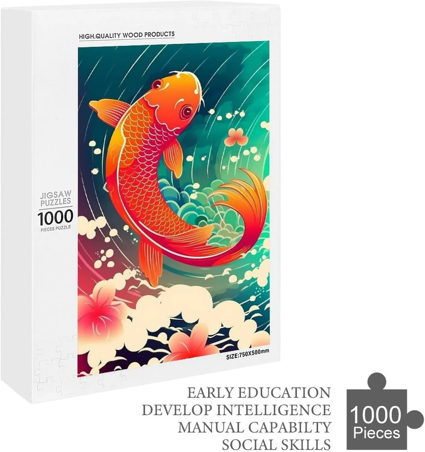 Puzzles for Adults 1000 Pieces - Jumping Koi Koi Fish Funny Educational Puzzles Toys for Boys and Girls