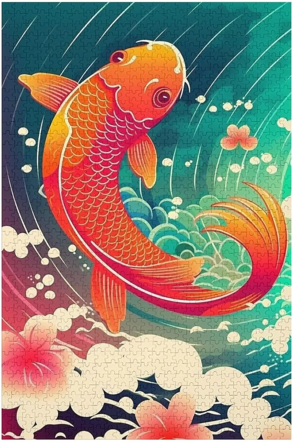 Puzzles for Adults 1000 Pieces - Jumping Koi Koi Fish Funny Educational Puzzles Toys for Boys and Girls