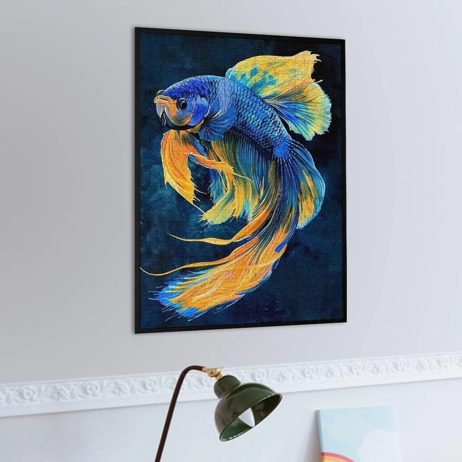 Puzzles for Adults 500 Pieces - Blue and Yellow Betta Fish Funny Fish Perfect Interlocking Clear Printing - Adults Educational Puzzle Ideal Gift - Display as Artwork Idea!