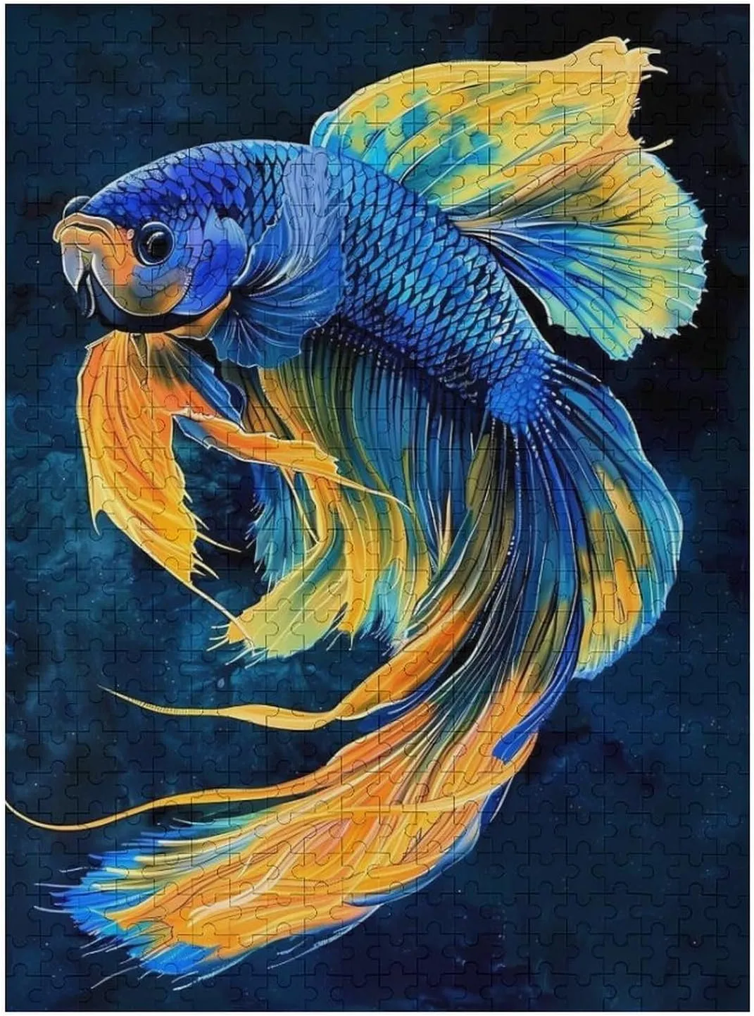 Puzzles for Adults 500 Pieces - Blue and Yellow Betta Fish Funny Fish Perfect Interlocking Clear Printing - Adults Educational Puzzle Ideal Gift - Display as Artwork Idea!