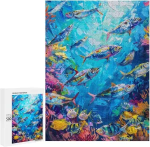 Puzzles for Adults 500 Pieces - Bottom Fish Who Love Marine Animals Hi-Definition Printing Beautiful Drawings,for Bedroom Decor Family Holidays,Elevate Yourself Gift Decor